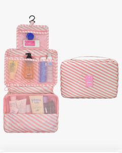 Canvas Stripped Cosmetics Bag