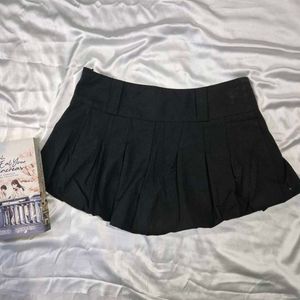 Micro Mini Black Pleated Skorts Bubble Skirt