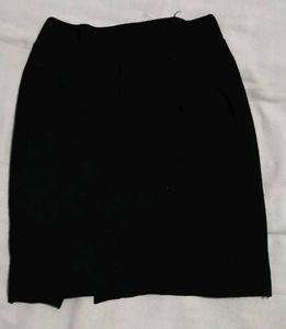 Black Embroidered Mini Skirt