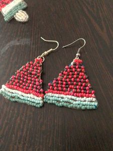Beaded Triangle Earrings