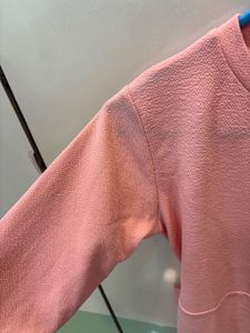 Pink Colorblock Long Sleeve Dress - With back belt