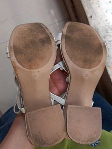 White T-Strap Sandals