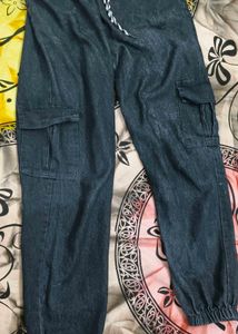 Denim Cargo Joggers