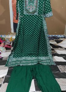 Green Printed Kurta Set
