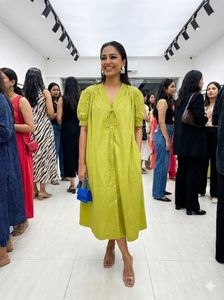 🍋 Luxe Chartreuse Smock Dress: Your Glow Up ✨