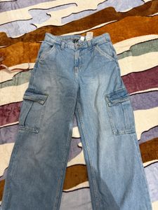 Light Wash Denim Cargo Pants