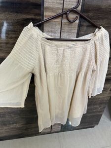 Chic Beige Off-Shoulder Top