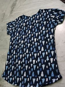 Blue  Top (🎄 Tree Print)