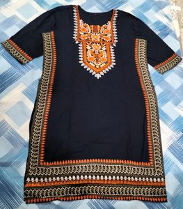 Navy Blue Kurta, Leggings And Dupatta Set