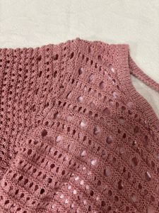 Pink Crochet wrap around Crop Top