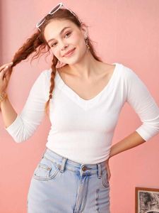 White V-neck Top