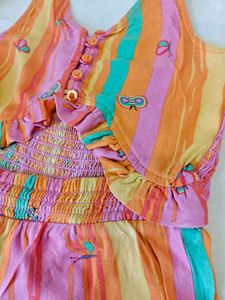 Striped Girl&#39;s Jumpsuit Set