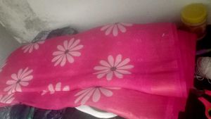 Pink Floral Print Saree