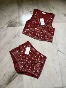 Embroidered Vest &amp; Shorts Set