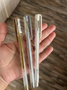 uni-ball Signo UM-1000.7-0.8mm Gel Pen |  Gold, Silver, Cream White Ink, Pack of 3