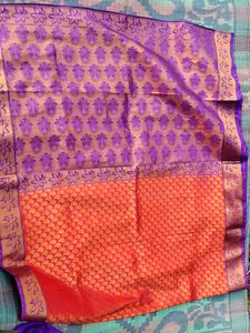 🎉🎉Elegant Purple Floral Saree With Blouse