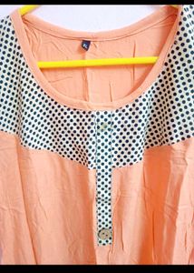Peach Polka Dot Sleeveless Kurta