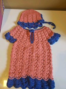 Handmade baby dress with hat