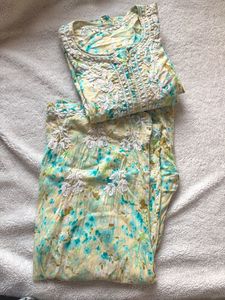 Chikankari Lucknowi Kurta And Palazzo