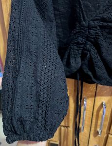 Black Cropped Lace Top