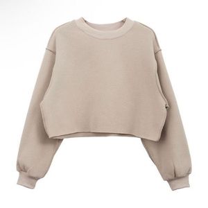 H&m Beige Cropped Sweatshirt