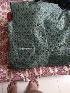 Green Patterned Kurta Top