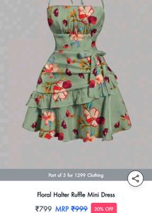 Floral Halter Mini Dress (Size S)