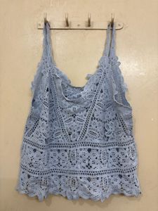 Blue Crochet Tank Top