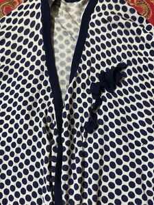 White Blue Doted Pattern Sweat