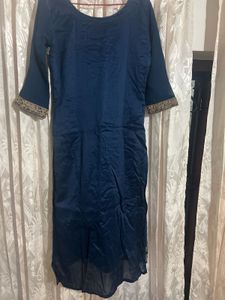 Navy Blue Embroidered Kurti Set