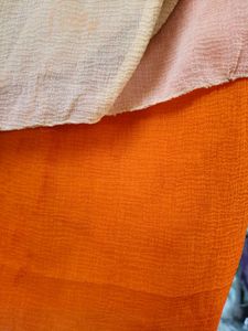 Orange And Cream Crepe Dupatta