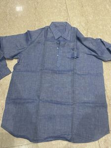 Blue Linen Button-Up Shirt Cum Kurta