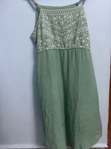 Green Embroidered Sundress