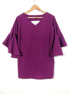 Purple Casual Plain Top (Women)
