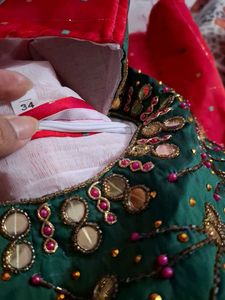 Festive Red &amp; Green Anarkali Dress