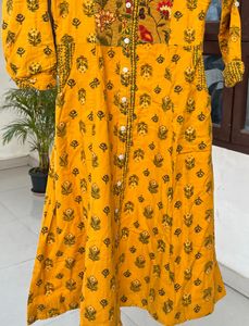 Mustard Printed Kurta