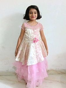 Pink Floral Girls Party Dress