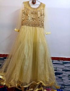 Flowy Gown with Gold Zardozi Work