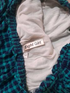Blue Checked Off-Shoulder Dress