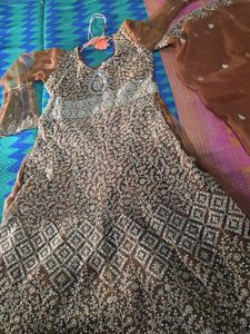 Elegant Brown Embellished Ethnic Gown