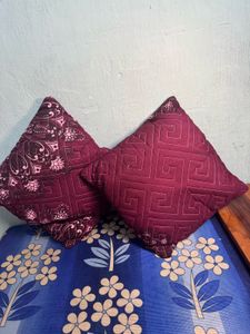 Handmade Burgundy Throw Pillows (Set of 2)