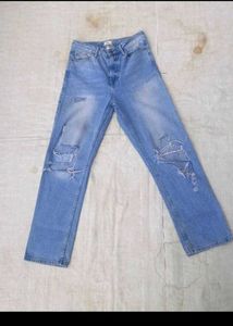 Flared Blue Distress Jeans