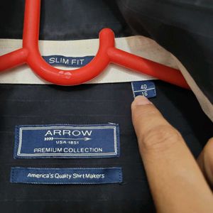 Arrow Black Self Striped Shirt - Size 40