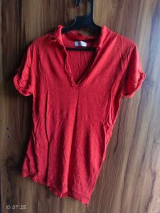 Red V-Neck Top