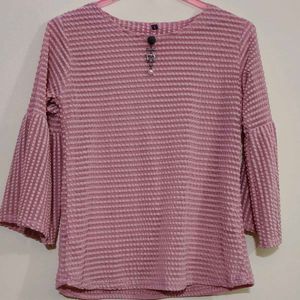 Mauve Textured Bell Sleeve Top