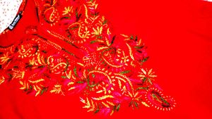 Handwork Chikenkari Red Embroidered Kurta