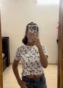 Butterfly Print Crop Top