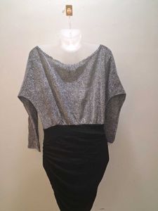 Elegant Silver &amp; Black Dress bodycon