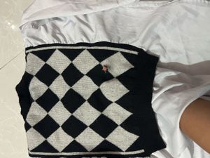 Argyle Knit Cardigan with attached Blouse