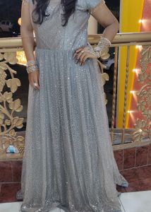 Elegant Silver Ethnic Gown